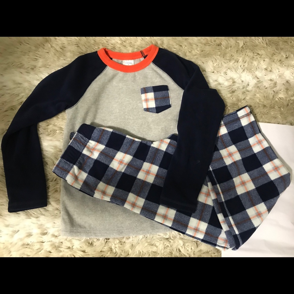 Lands End Boy Chest Pocket Fleece PJ set